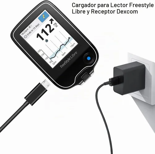 Vista 3 de Cargador de pared de 5 pies para lector Freestyle Libre, lector de repuesto Freestyle Libre 2, Freestyle Libre 3, cable de carga de 14 días