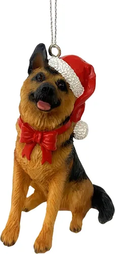 Vista 16 de Yuletide Designs Figura de perro adornos de Navidad con sombreros de Papá Noel