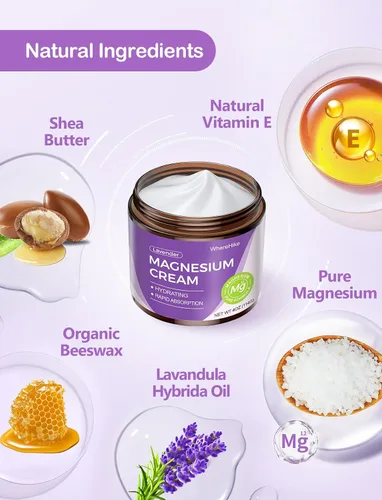 Vista 2 de stilip Crema Tópica Natural de Magnesio para el Sueño, Loción Nocturna de Magnesio para el Dolor y Calambres en las Piernas, Relajación Muscular
