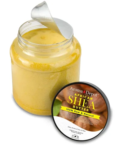 Vista 3 de Manteca de karité africana cruda de 3 lb. Amarillo/Dorado Grado A 100% pura Natural Fresca Hidratante, Ideal para pieles secas y agrietadas. Se