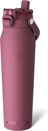 Vista 49 de Frost Buddy botella de agua aislada de 32 onzas con pajilla y tapa para beber Acero inoxidable a prueba de fugas 24 horas de frío Resistente