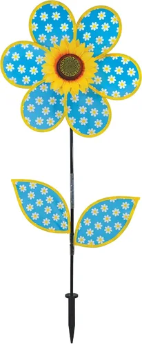 Vista 22 de Molinete con hojas de girasol púrpura "En la Briza" de 19 pulgadas. Incluye estaca para el suelo. Colorida flor para tu patio y jardín, 12", Rojo
