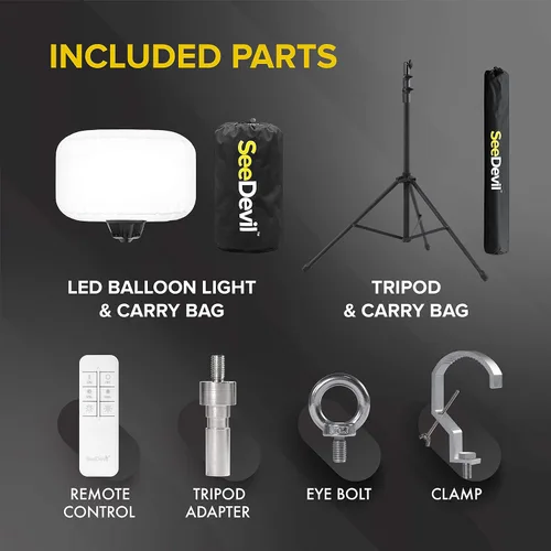 Vista 4 de SeeDevil Kit de luces LED de globo de 150 W, 150 vatios, 120 voltios, 19,500 lúmenes, 5000 K, trípode de 6.5 pies, luz de área sin deslumbramiento