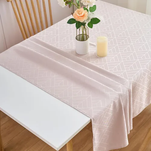 Vista 60 de Mantel Redondo Aqua Jacquard Pequeño de 40 Pulgadas, Manteles para Mesas de hasta 26" de Diámetro, Impermeable, Lavable, Sin Arrugas, Tela Suave