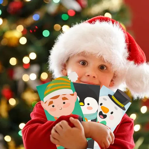 Vista 7 de Uptotop - Paquete de 24 bolsas navideñas 2D con 6 diseños diferentes con temáticas festivas para guardar dulces y regalos