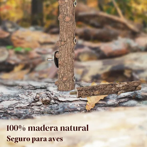 Vista 5 de Perca de escalera para pájaros para jaula de madera natural para pájaros, soporte de perca, juguete para masticar