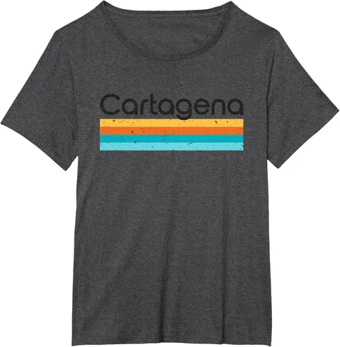 Vista 31 de Camiseta vintage de Cartagena Colombia con diseño retro, Blanco, S
