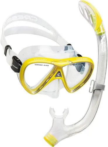 Vista 5 de Cressi Juego de silicona para snorkel (máscara y snorkel) para niños de 5 a 15 años - Pegaso & Iguana: diseñado en Italia Lila/Blanco