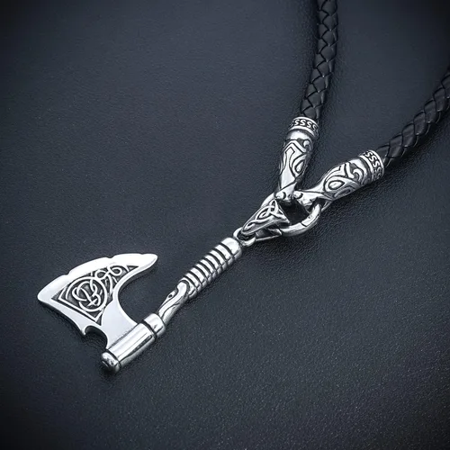 Vista 3 de BAVIPOWER Viking Fenrir - Collar de cadena de cabeza de lobo para hombres y mujeres, de acero inoxidable 316L, collar escandinavo nórdico auténtico