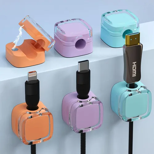 Vista 9 de IFNOW Paquete de 6 clips magnéticos para cables para mesita de noche, soporte de cable autoadhesivo en blanco y negro, clip ajustable para negro