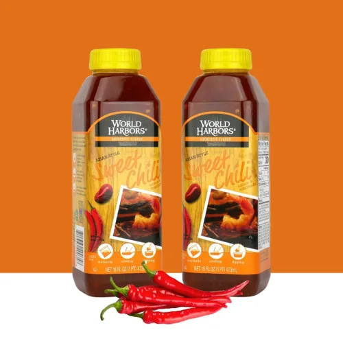 Vista 2 de World Harbors Salsa de chile dulce y adobo - Salsa de chile dulce tailandés, ideal para alitas de pollo, mariscos, carnes a la parrilla, ensaladas