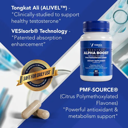 Vista 4 de Alpha Boost - Apoyo natural de testosterona libre, energía, resistencia, resistencia y vitalidad para hombres y mujeres, multivitamínico para un