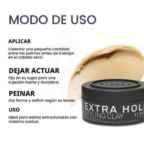 Vista 4 de ELEVEN AUSTRALIA Styling Hair Clay, Firm Hold Negro