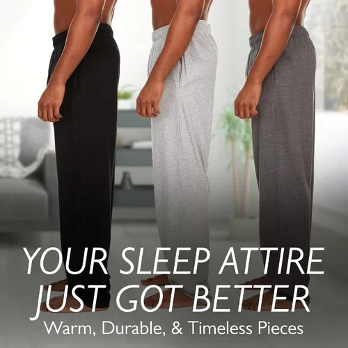 Vista 6 de Essential Elements Pantalones de pijama para hombre, 100 % algodón, para descansar, para dormir, para hombre, paquete de 3