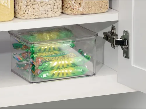 Vista 6 de iDesign Organizador de plástico reciclado para despensa y cocina, congelador y refrigerador, contenedor con tapa, 6.75 x 5.75 x 3.75 pulgadas