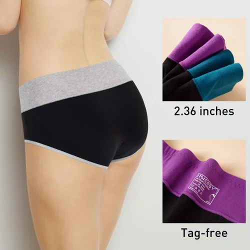 Vista 3 de INNERSY - Ropa interior de algodón para mujer, de talle alto, para posparto, paquete múltiple