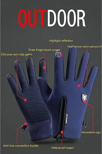 Vista 5 de Guantes cálidos de invierno para hombres y mujeres, ciclismo, Wkiing, resistentes al viento y al agua, de piel sintética, para pantalla táctil