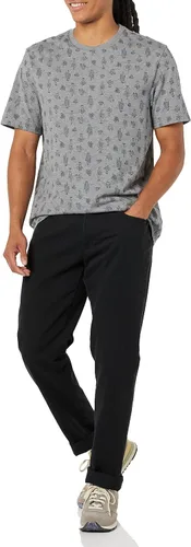 Vista 4 de Tienda Essentials Camiseta de manga corta con cuello redondo para hombre, ajuste regular, paquete de 2