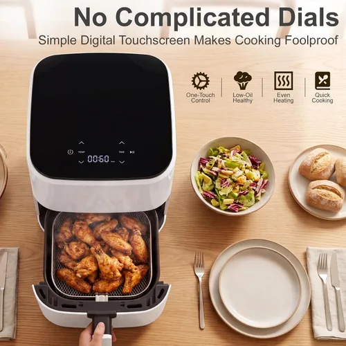 Vista 5 de OLIXIS 3 Qt Digital Air Fryer with Dishwasher Safe Basket, Compact Airfryer with Auto Shut-Off, Fast Cooking for Quick Easy Meals, Space Saving Mini