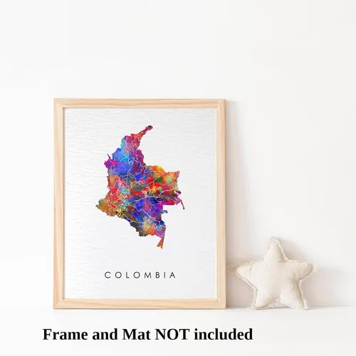 Vista 3 de Dignovel Studios 8X10 Sin Marco Colombia Acuarela Arte Impresión Póster Mapa Patria País Ilustraciones América Latina Pared Boda Inauguración