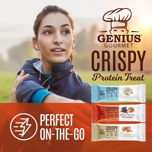 Vista 8 de Genius Gourmet Golosina de proteína crujiente, mantequilla de maní de chocolate, aperitivo Keto, bajo en carbohidratos, bajo en azúcar y sin gluten