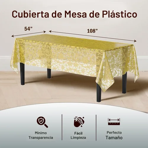 Vista 2 de Exquisite Mantel rectangular de plástico de encaje, paquete de 12 manteles de encaje rectangulares de 54 x 108 pulgadas, mantel floral transparente