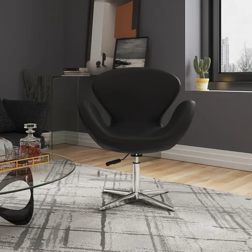 Vista 4 de Manhattan Comfort Raspberry - Silla giratoria ajustable con giro de 360°, base de cromo pulido, diseño retro moderno, asiento versátil ideal