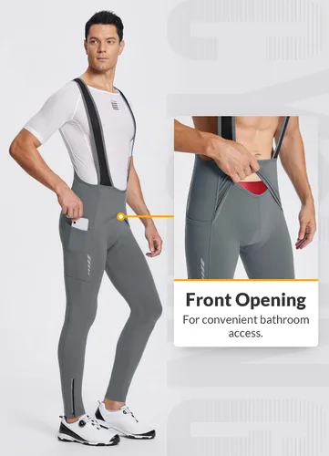 Vista 2 de BALEAF Pantalones de ciclismo de invierno para hombre, con acolchado 4D, térmicas, resistentes al agua, para ciclismo, para clima frío, bolsillos