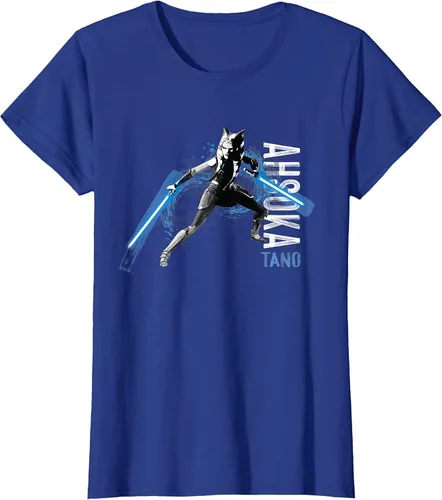 Vista 23 de Star Wars The Clone Wars Ahsoka Tano Dual Lightsabers Camiseta Asphalt Grey