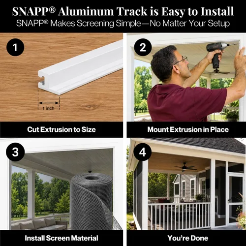 Vista 5 de SNAPP - Kit de rieles de aluminio para pantalla de porche - Kit de bricolaje para porche y patio con pantalla - Riel de aluminio extruido de 94 Mill