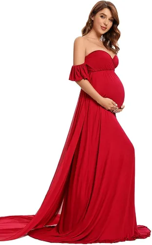 Vista 3 de Vestido de maternidad ajustado maxi vestido tubo largo de maternidad vestido de fotografía para sesión de fotos baby shower