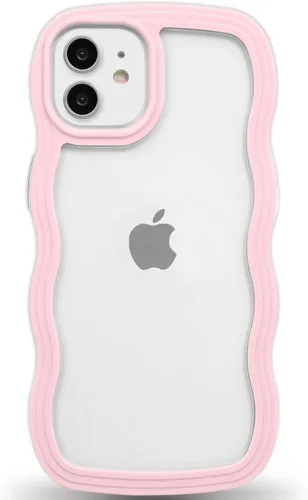 Vista 119 de Anuck Funda para iPhone 13 Pro con borde ondulado, diseño trasero transparente, agarre antideslizante, forma de marco rizado ondulado, a prueba