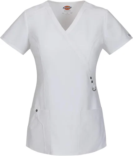 Vista 16 de Dickies Xtreme Stretch Mujer Scrubs Top Mock Wrap 85956 Negro
