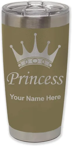 Vista 36 de LaserGram Vaso aislado al vacío de 20 onzas, corona de princesa, grabado personalizado incluido (negro)