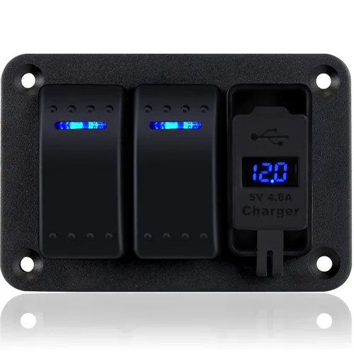 Vista 15 de Panel de Interruptor de Palanca de 3 Posiciones Impermeable de Aluminio, Panel de Interruptor Basculante de 12V/24V, Interruptor de Coche/Barco de 5
