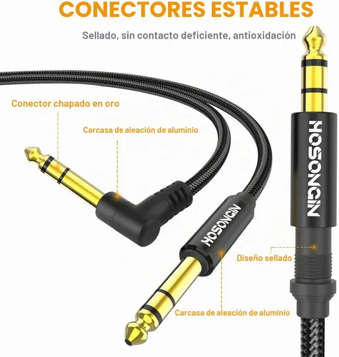 Vista 5 de HOSONGIN - Cable de instrumento TRS de 1/4 de pulgada, 3.3 pies, paquete
