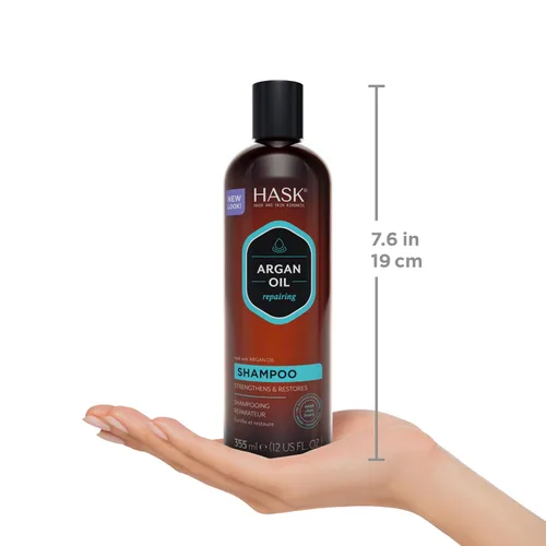 Vista 6 de HASK Repair - Juego de champú y acondicionador de aceite de argán + aceite de brillo, 2 viales