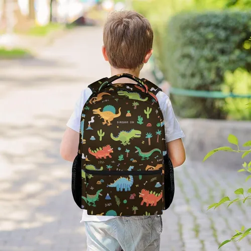 Vista 2 de Mochila de dinosaurio para niños y niñas, mochila de 16 pulgadas para niños y estudiantes, mochilas escolares de gran capacidad para niños