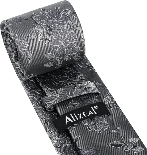 Vista 7 de Alizeal Mens 3.15inches Leaf Flower Pattern Tie with Floral Pocket Square Set