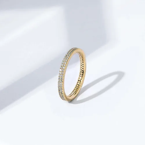Vista 5 de Tienda Essentials Anillo de eternidad de doble fila chapado en oro de 14 quilates o rodio