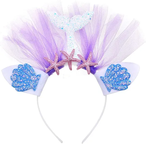 Vista 5 de JerrisApparel Disfraz de sirena para niñas con diadema