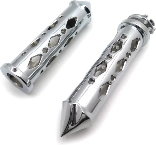 Vista 2 de TRHB121-22- Barras cromadas ahuecadas de 1" con agarre de espiga CNC compatibles con manillares Kawasak Sport Bikes