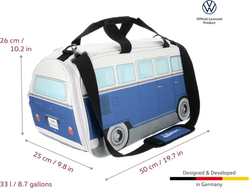 Vista 3 de BRISA VW Collection - Volkswagen Samba Bus T1 Camper Van Sport, gimnasio, bolsa de viaje, bolsa de lona con compartimento para zapatos y artículos