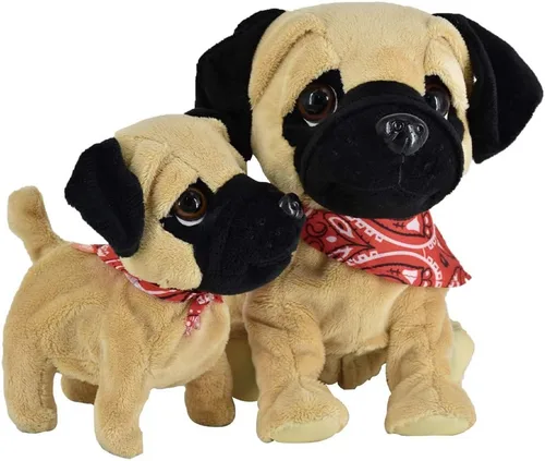Vista 7 de WEofferwhatYOUwant Pug Daddy - Juguete interactivo de peluche robot para perros pequeños - Activado por tacto y sonido, 8 trucos realistas - Ladrar