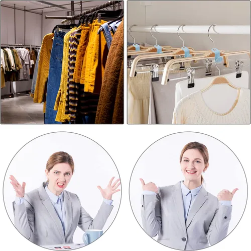 Vista 6 de Ganchos de plástico para colgar ropa en cascada, organizador de ahorro para armario de ropa resistente (20 piezas)