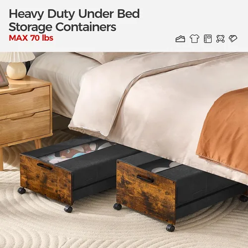 Vista 6 de FOUCSSOMEI Almacenamiento debajo de la cama con ruedas, contenedores de almacenamiento debajo de la cama, cajones debajo de la cama con marco