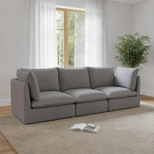 Vista 25 de Sofás modulares de 69.2 pulgadas para sala de estar, respaldo alto impermeable, sofá modular con relleno de plumón, sofá biplaza convertible