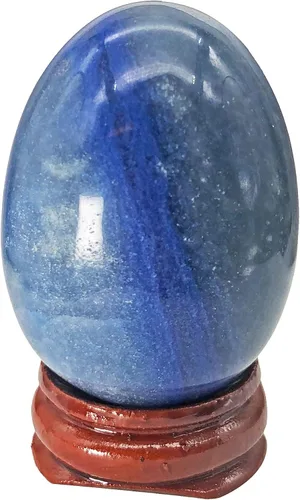 Vista 10 de Fekuar Figura de huevo de piedra, cristal curativo pulido, escultura de esfera de huevos de Pascua con soporte de madera, piedra de ojo de tigre