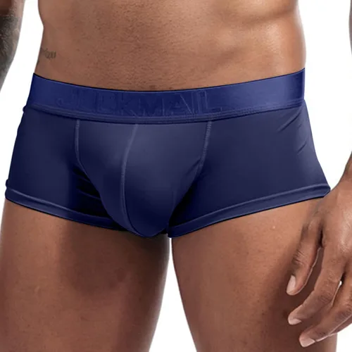 Vista 2 de Calzoncillos elásticos de seda de hielo para hombre, suaves y cómodos, de algodón, con bragueta abierta, sin etiquetas, bragas de pierna