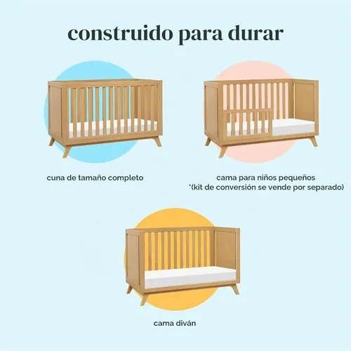 Vista 8 de DaVinci Otto - Cuna convertible 3 en 1 para bebé, certificado GREENGUARD, color miel